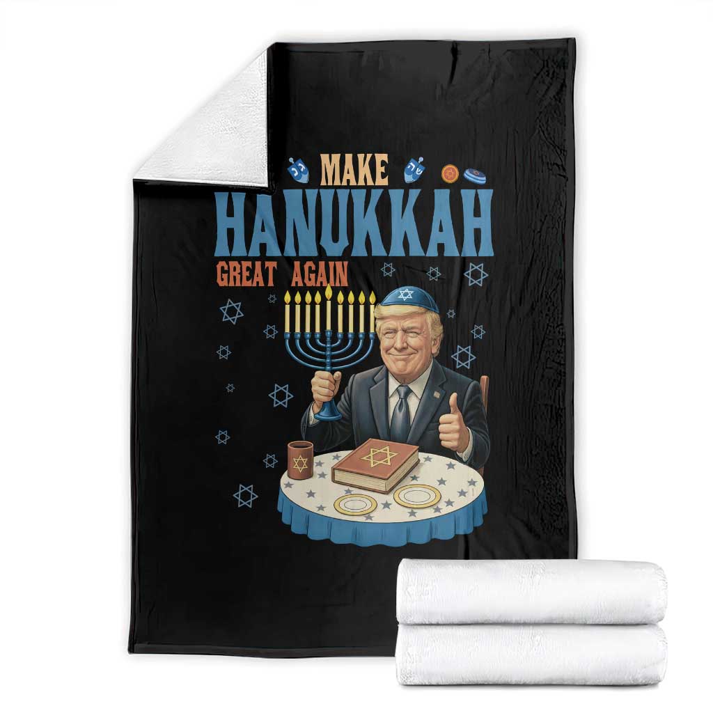 Funny Jewish Holiday Throw Blanket Make Hanukkah Great Again Ugly Gift TS12 Black Print Your Wear
