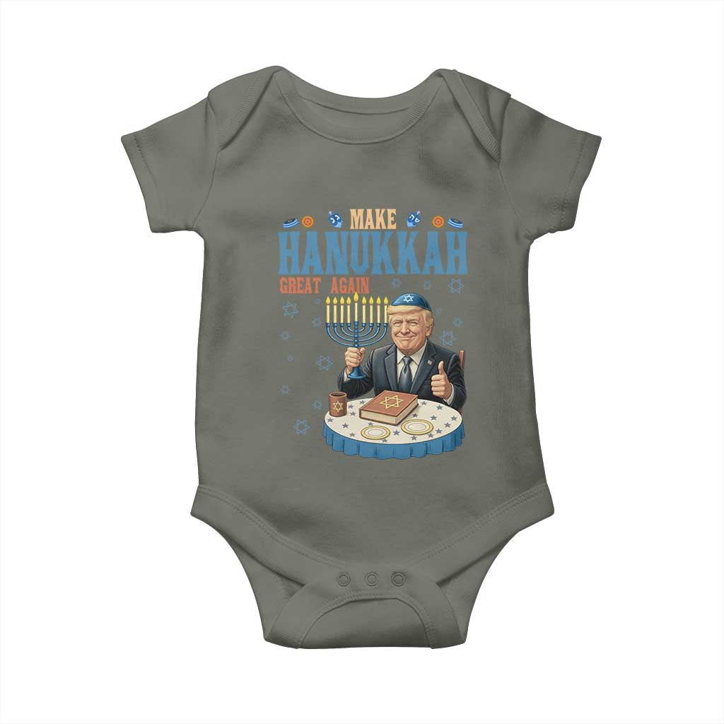 Funny Jewish Holiday Baby Onesie Make Hanukkah Great Again Ugly Gift TS12 Military Green Print Your Wear