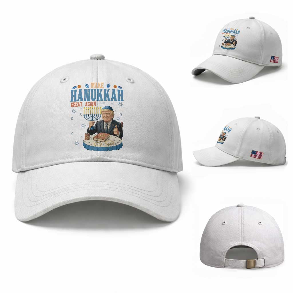 Funny Jewish Holiday Baseball Cap Make Hanukkah Great Again Ugly Gift TS12 Baseball Cap Universal Fit White Print Your Wear