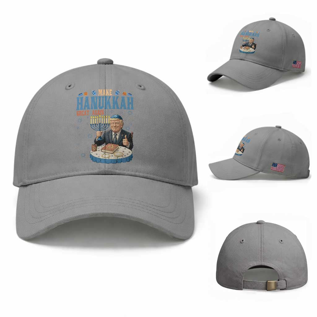 Funny Jewish Holiday Baseball Cap Make Hanukkah Great Again Ugly Gift TS12 Baseball Cap Universal Fit Sport Gray Print Your Wear