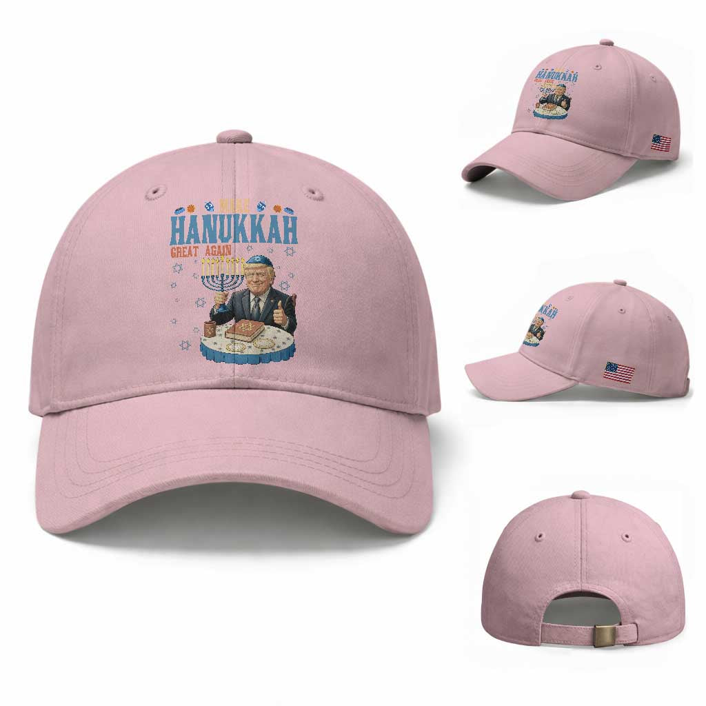 Funny Jewish Holiday Baseball Cap Make Hanukkah Great Again Ugly Gift TS12 Baseball Cap Universal Fit Light Pink Print Your Wear