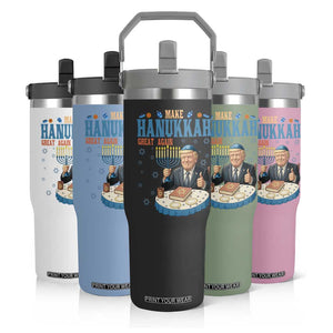 Funny Jewish Holiday Flip Straw Tumbler Make Hanukkah Great Again Ugly Gift TS12 Print Your Wear