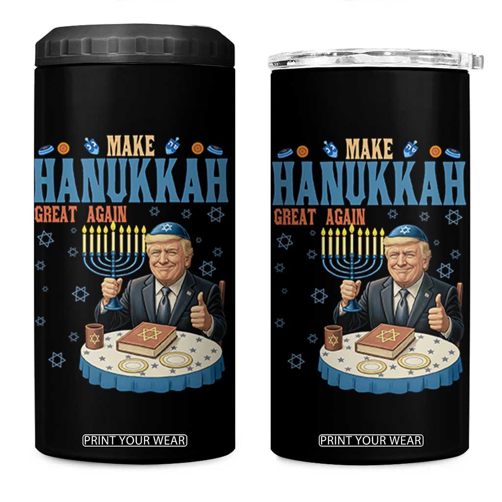 Funny Jewish Holiday 4 in 1 Can Cooler Tumbler Make Hanukkah Great Again Ugly Gift TS12 One Size: 16 oz Black Print Your Wear