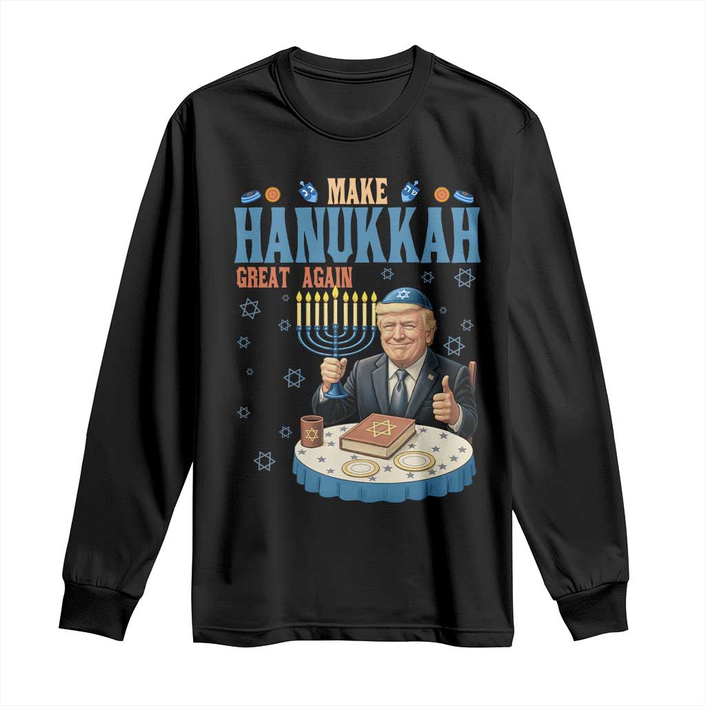 Funny Jewish Holiday Long Sleeve Shirt Make Hanukkah Great Again Ugly Gift TS12 Black Print Your Wear