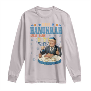 Funny Jewish Holiday Long Sleeve Shirt Make Hanukkah Great Again Ugly Gift TS12 Ice Gray Print Your Wear