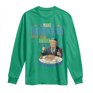 Funny Jewish Holiday Long Sleeve Shirt Make Hanukkah Great Again Ugly Gift TS12 Irish Green Print Your Wear