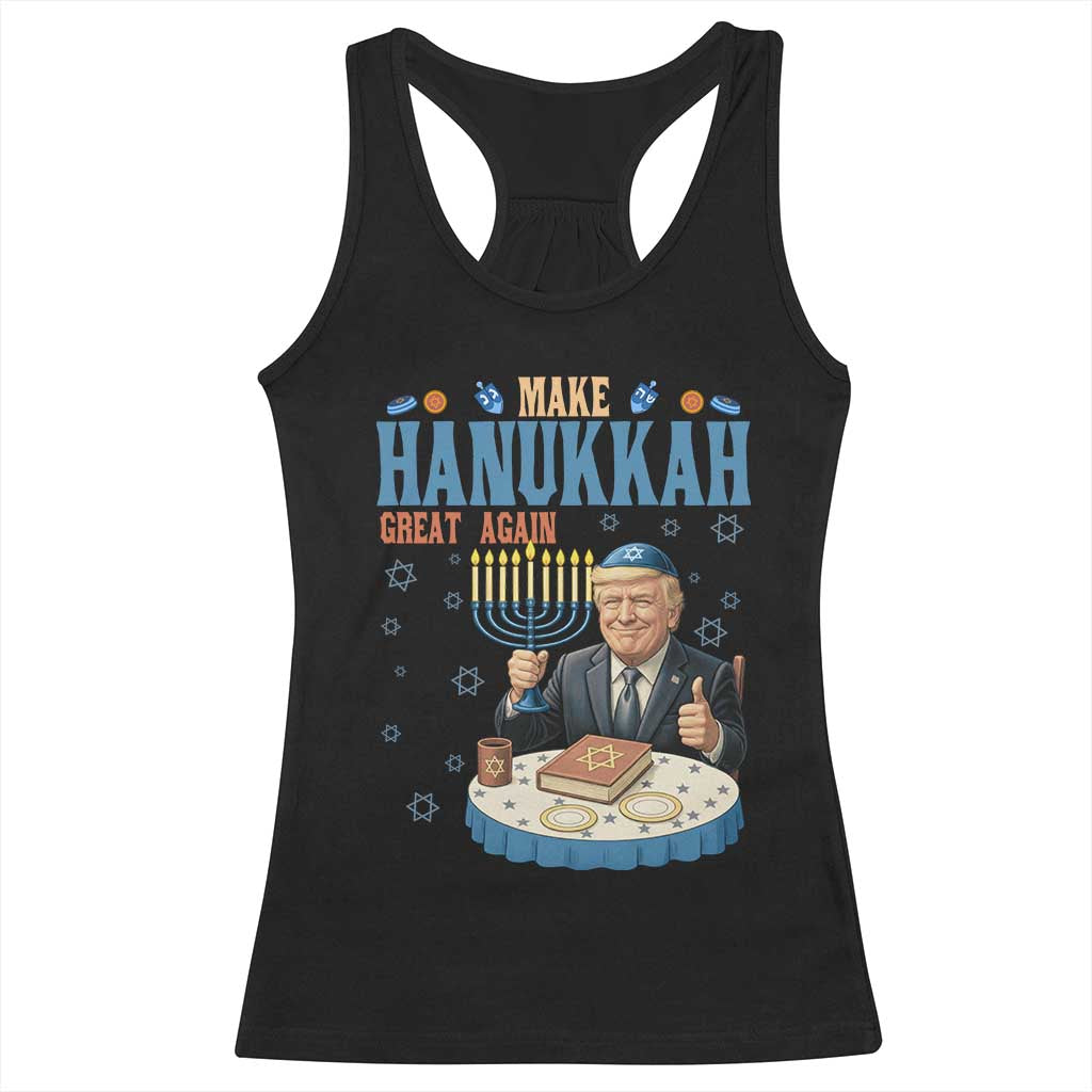 Funny Jewish Holiday Racerback Tank Top Make Hanukkah Great Again Ugly Gift TS12 Black Print Your Wear