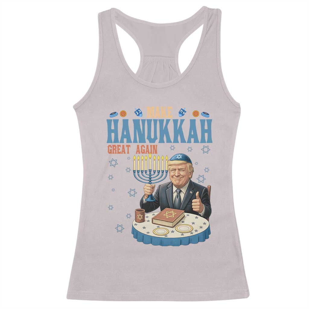 Funny Jewish Holiday Racerback Tank Top Make Hanukkah Great Again Ugly Gift TS12 Ice Gray Print Your Wear