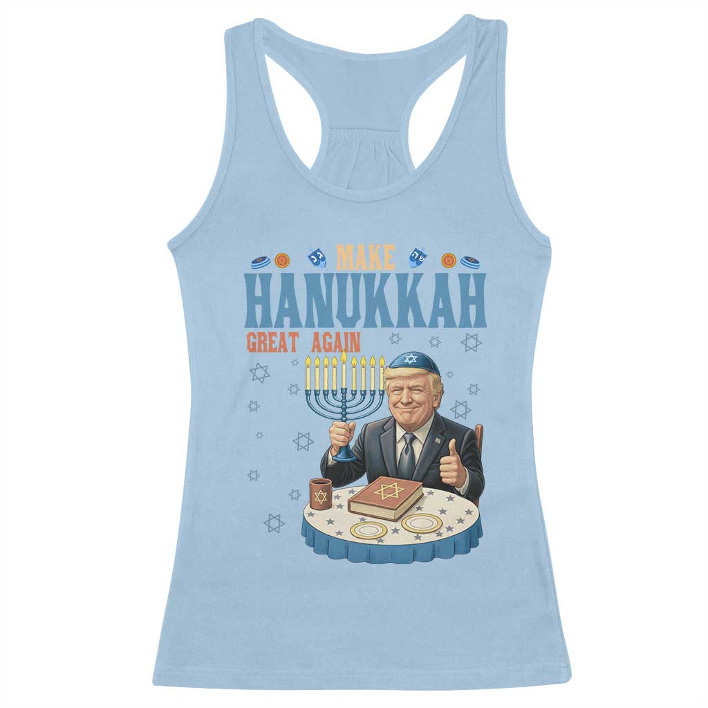 Funny Jewish Holiday Racerback Tank Top Make Hanukkah Great Again Ugly Gift TS12 Light Blue Print Your Wear
