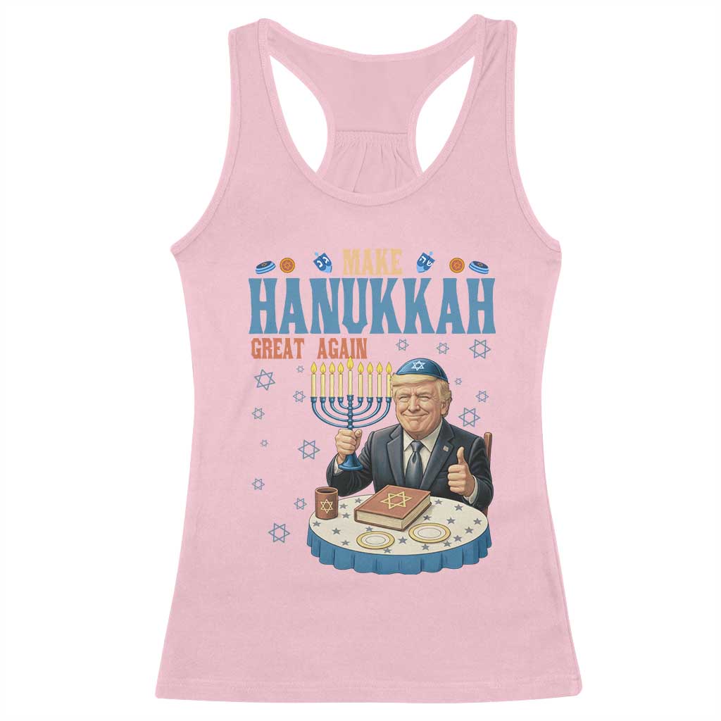 Funny Jewish Holiday Racerback Tank Top Make Hanukkah Great Again Ugly Gift TS12 Light Pink Print Your Wear