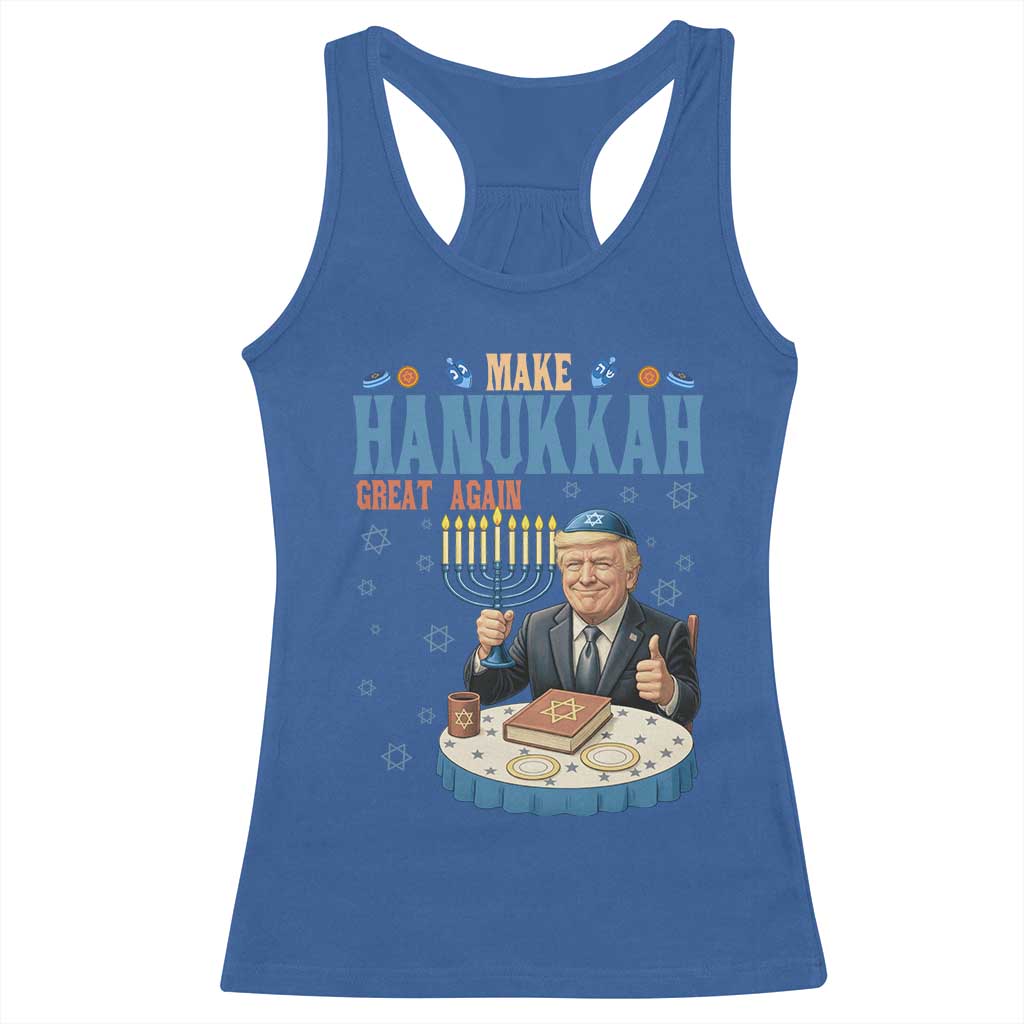 Funny Jewish Holiday Racerback Tank Top Make Hanukkah Great Again Ugly Gift TS12 Royal Blue Print Your Wear