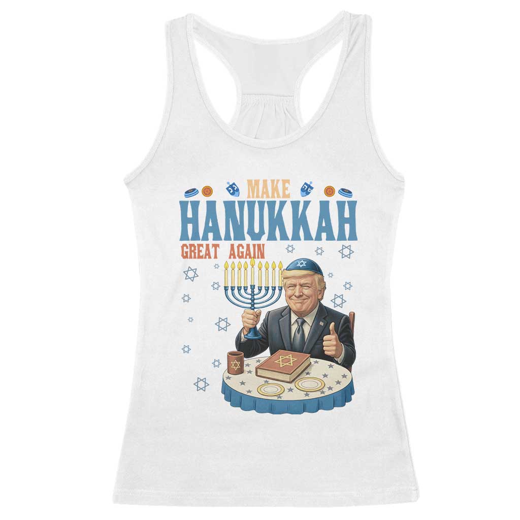 Funny Jewish Holiday Racerback Tank Top Make Hanukkah Great Again Ugly Gift TS12 White Print Your Wear