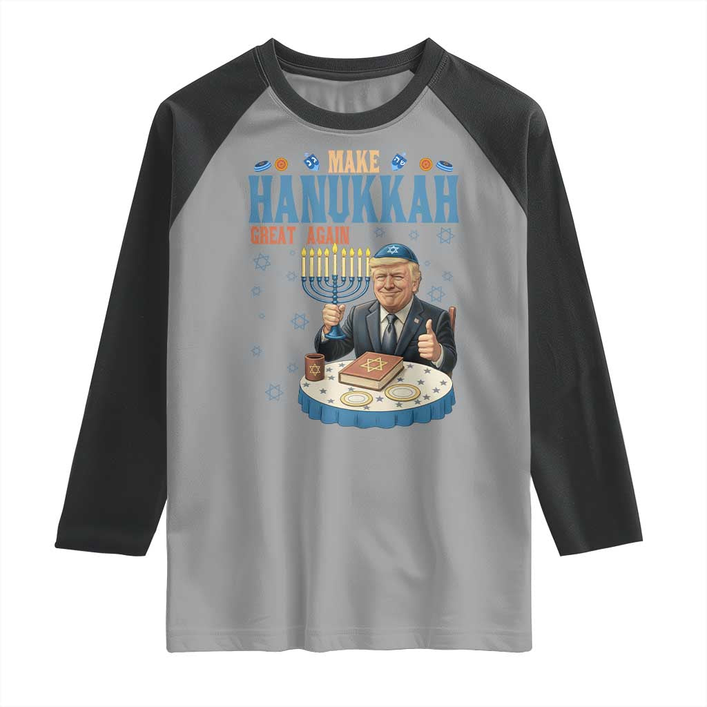 Funny Jewish Holiday Raglan Shirt Make Hanukkah Great Again Ugly Gift TS12 Sport Gray Black Print Your Wear