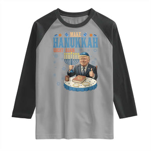 Funny Jewish Holiday Raglan Shirt Make Hanukkah Great Again Ugly Gift TS12 Sport Gray Black Print Your Wear