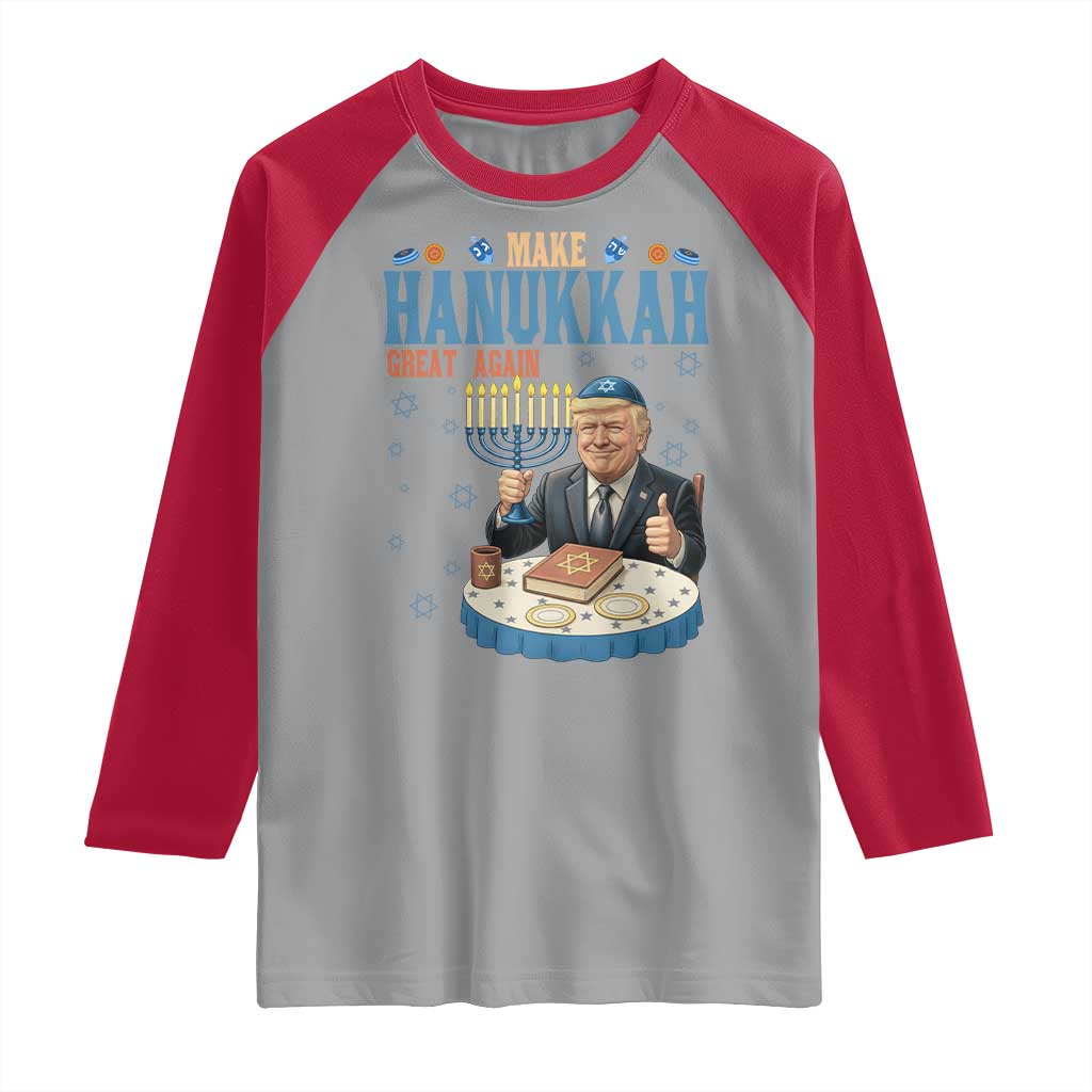 Funny Jewish Holiday Raglan Shirt Make Hanukkah Great Again Ugly Gift TS12 Sport Gray Red Print Your Wear