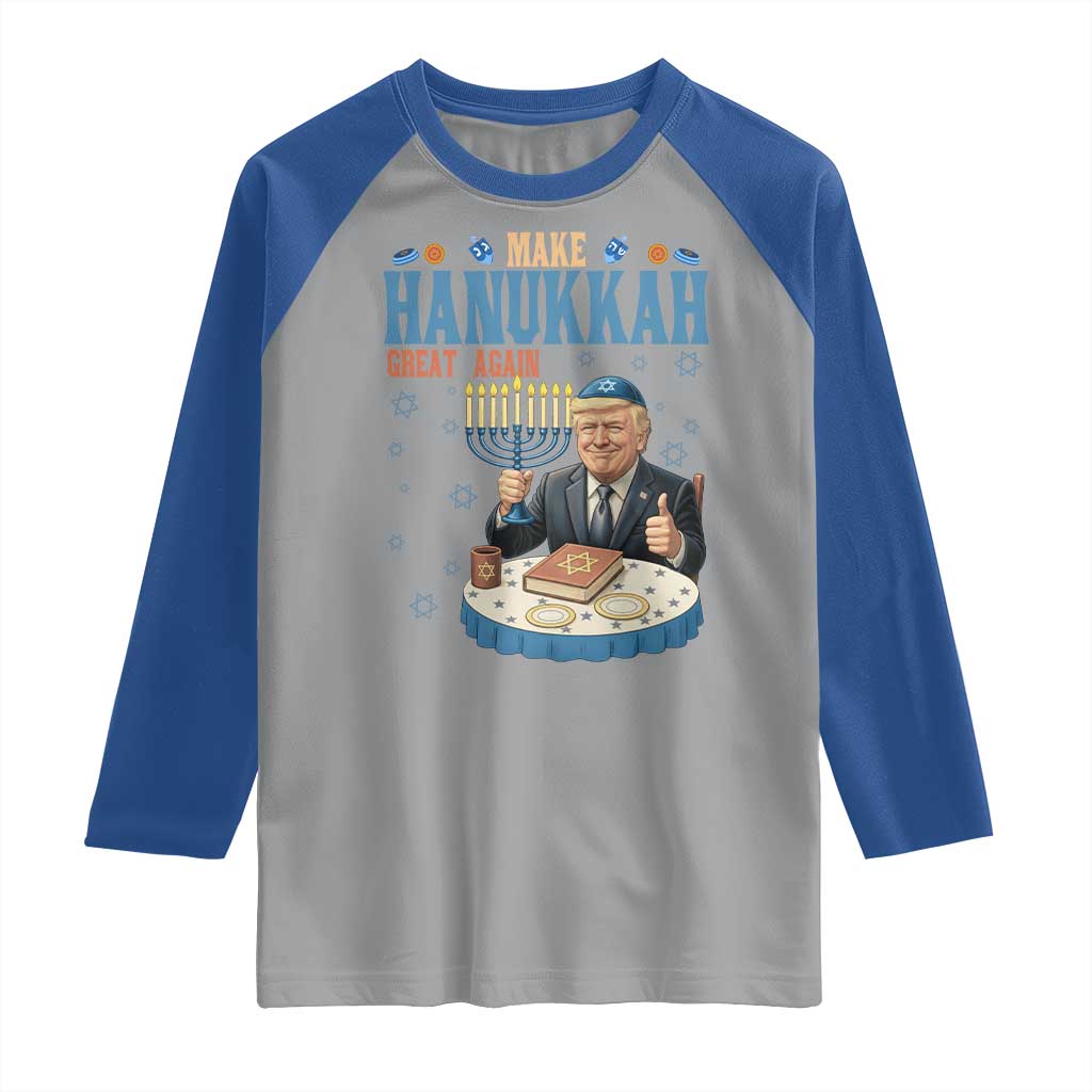 Funny Jewish Holiday Raglan Shirt Make Hanukkah Great Again Ugly Gift TS12 Sport Gray Royal Print Your Wear