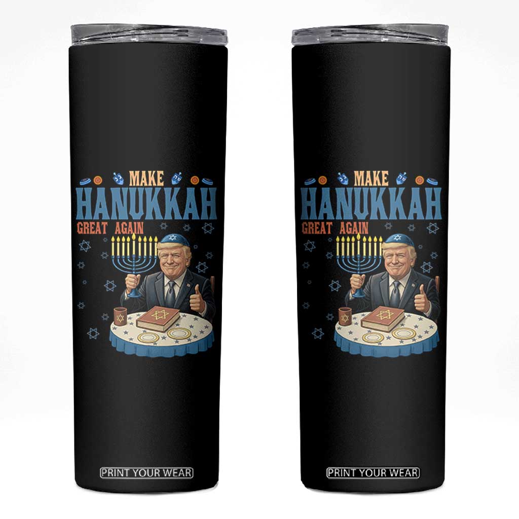 Funny Jewish Holiday Skinny Tumbler Make Hanukkah Great Again Ugly Gift TS12 Black Print Your Wear