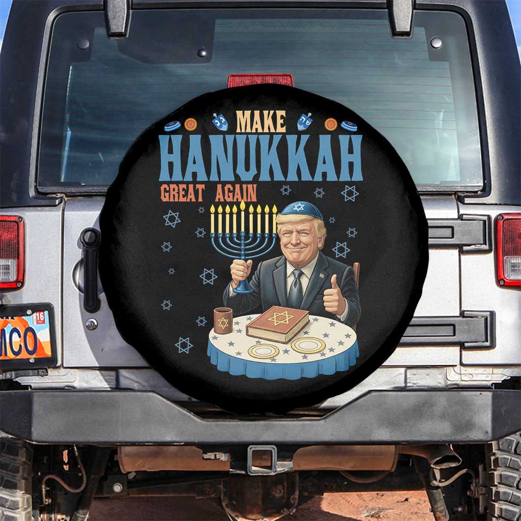 Funny Jewish Holiday Spare Tire Cover Make Hanukkah Great Again Ugly Gift TS12 No hole Black Print Your Wear