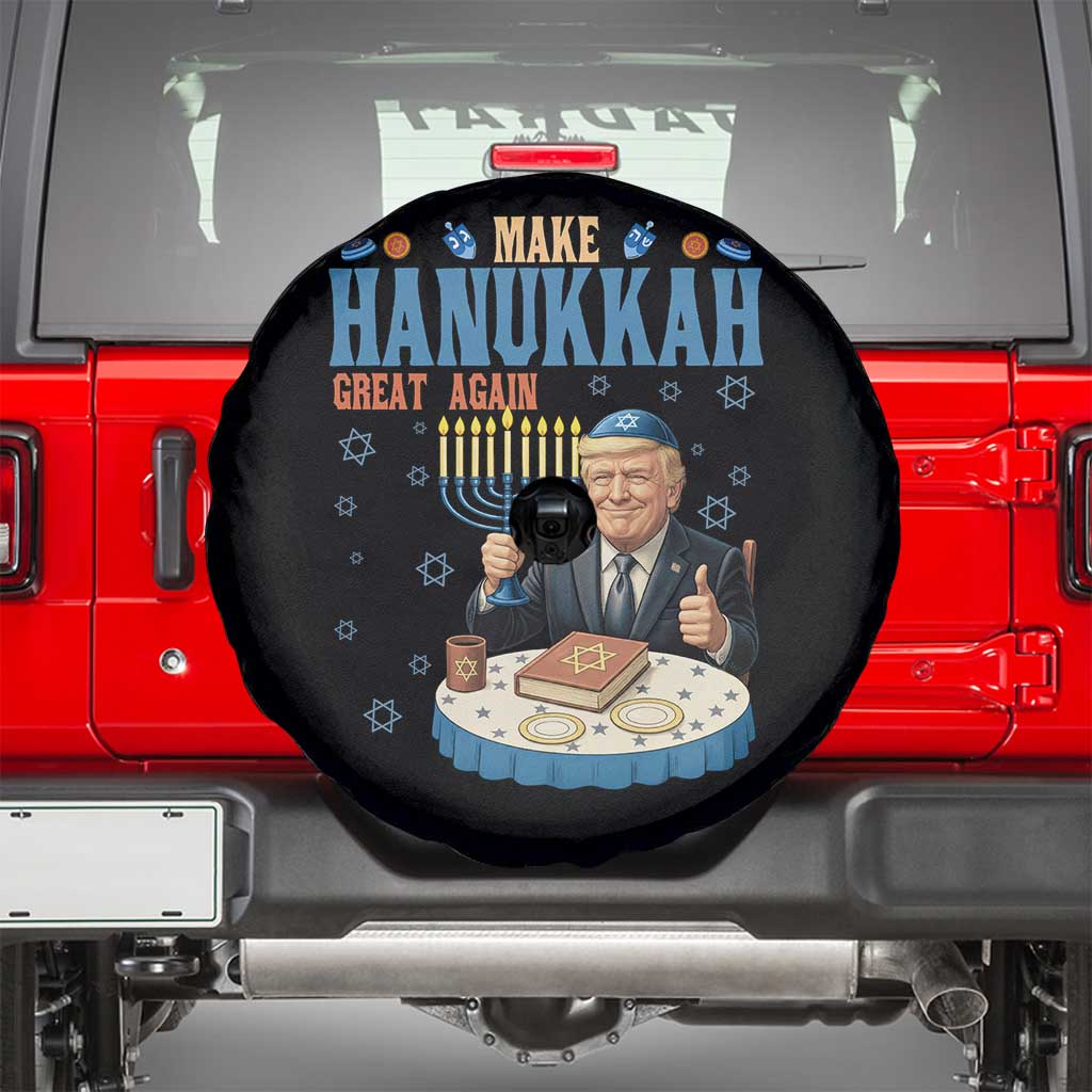 Funny Jewish Holiday Spare Tire Cover Make Hanukkah Great Again Ugly Gift TS12 Black Print Your Wear
