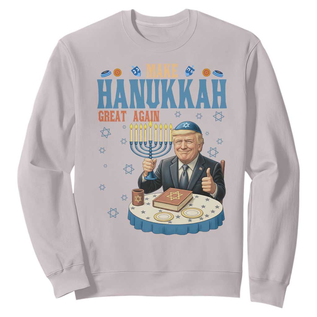 Funny Jewish Holiday Sweatshirt Make Hanukkah Great Again Ugly Gift TS12 Ice Gray Print Your Wear