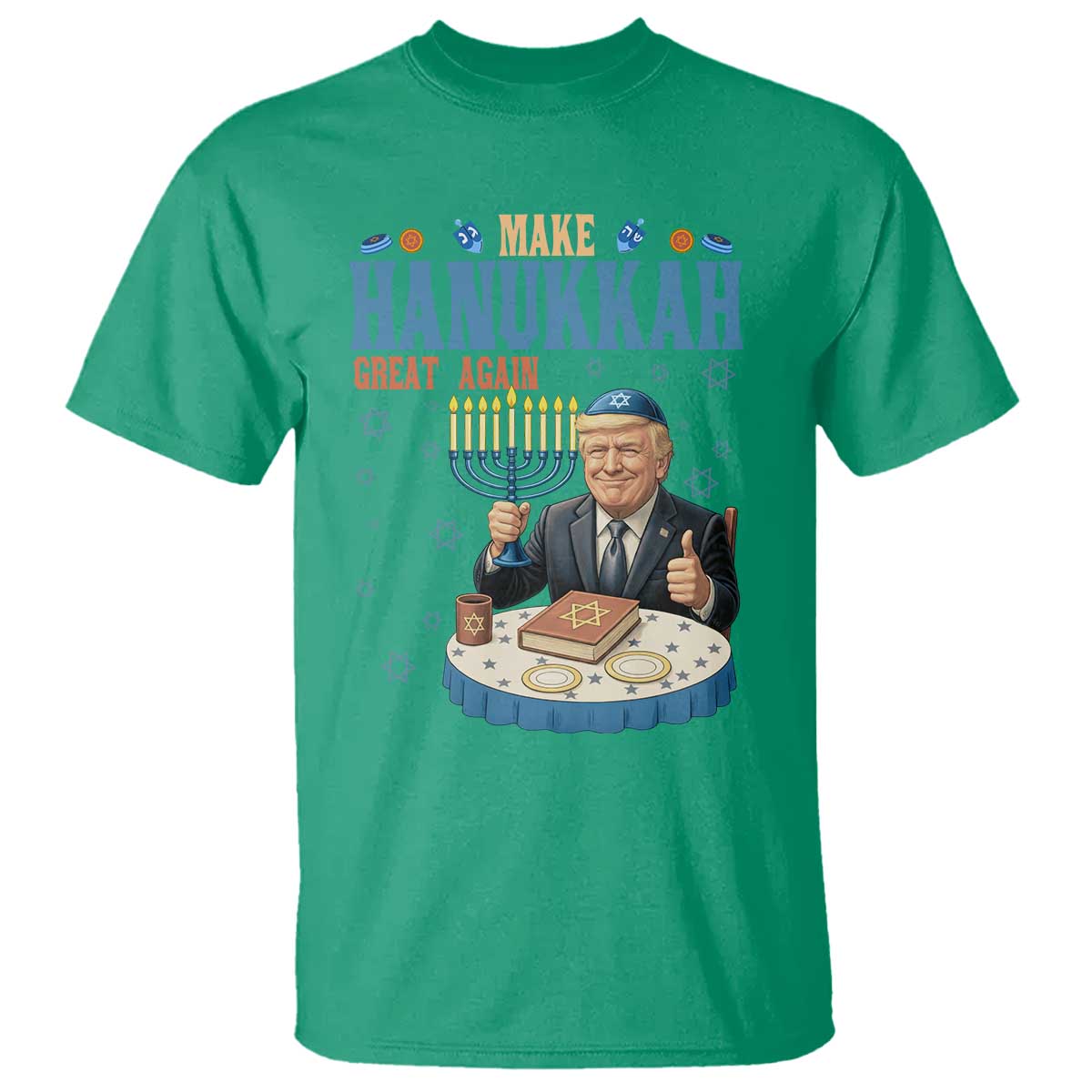 Funny Jewish Holiday T Shirt Make Hanukkah Great Again Ugly Gift TS12 Irish Green Print Your Wear