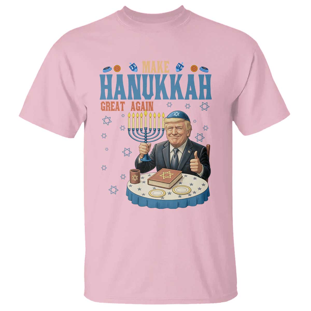 Funny Jewish Holiday T Shirt Make Hanukkah Great Again Ugly Gift TS12 Light Pink Print Your Wear