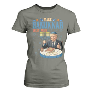 Funny Jewish Holiday T Shirt For Women Make Hanukkah Great Again Ugly Gift TS12 Military Green Print Your Wear