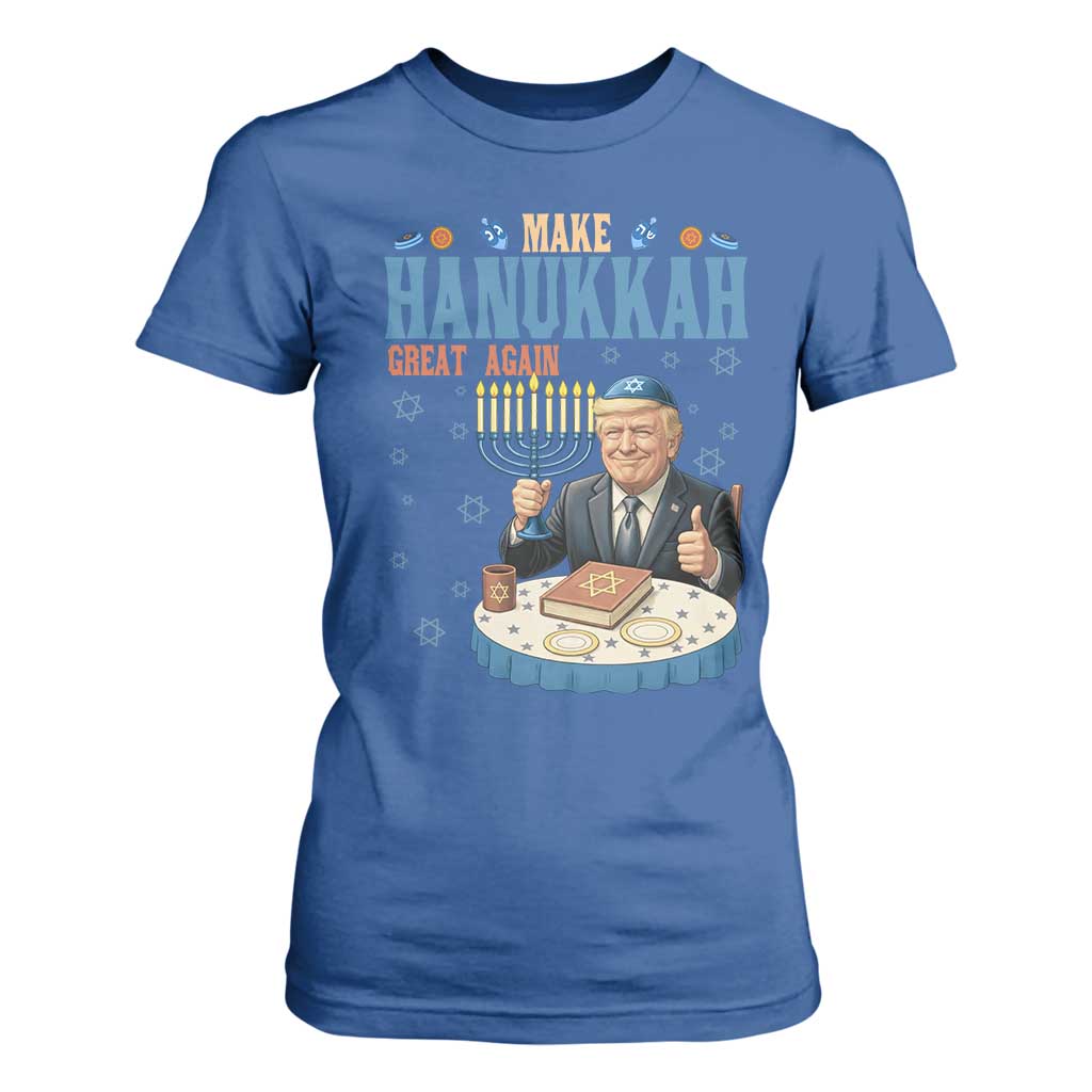 Funny Jewish Holiday T Shirt For Women Make Hanukkah Great Again Ugly Gift TS12 Royal Blue Print Your Wear