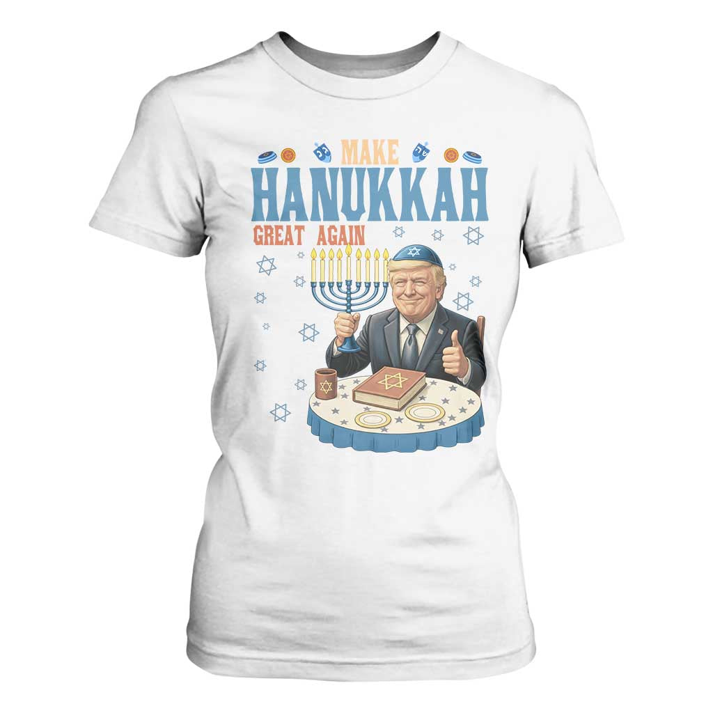 Funny Jewish Holiday T Shirt For Women Make Hanukkah Great Again Ugly Gift TS12 White Print Your Wear