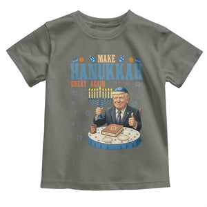 Funny Jewish Holiday Toddler T Shirt Make Hanukkah Great Again Ugly Gift TS12 Military Green Print Your Wear