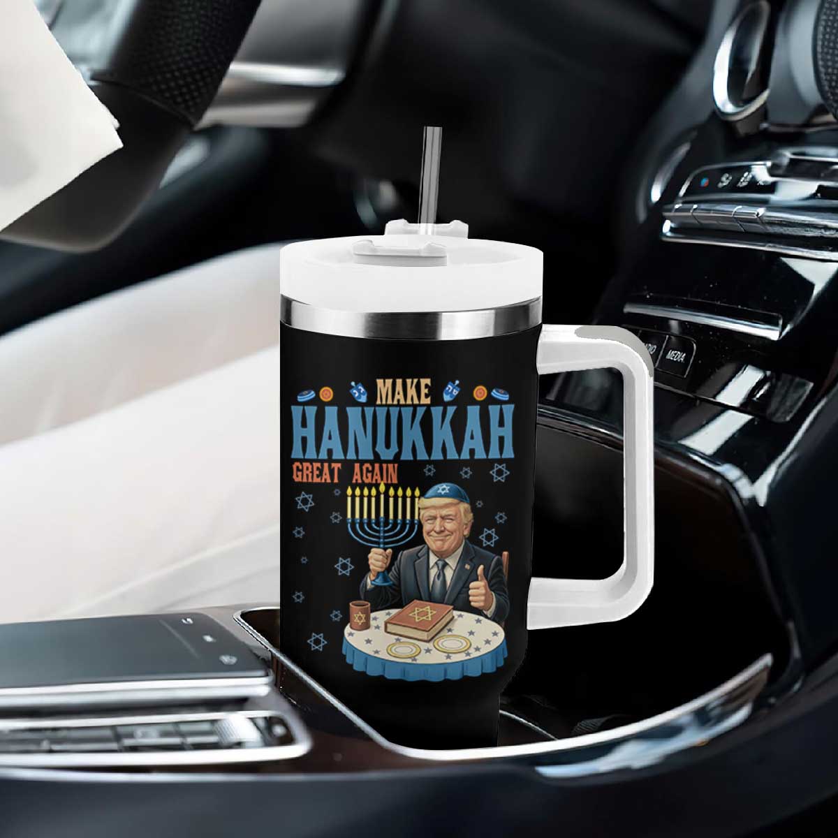Funny Jewish Holiday Tumbler With Handle Make Hanukkah Great Again Ugly Gift TS12 Print Your Wear