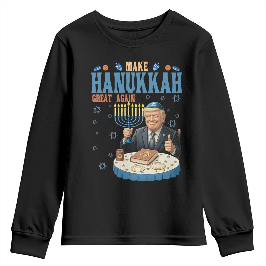 Funny Jewish Holiday Youth Sweatshirt Make Hanukkah Great Again Ugly Gift TS12 Black Print Your Wear