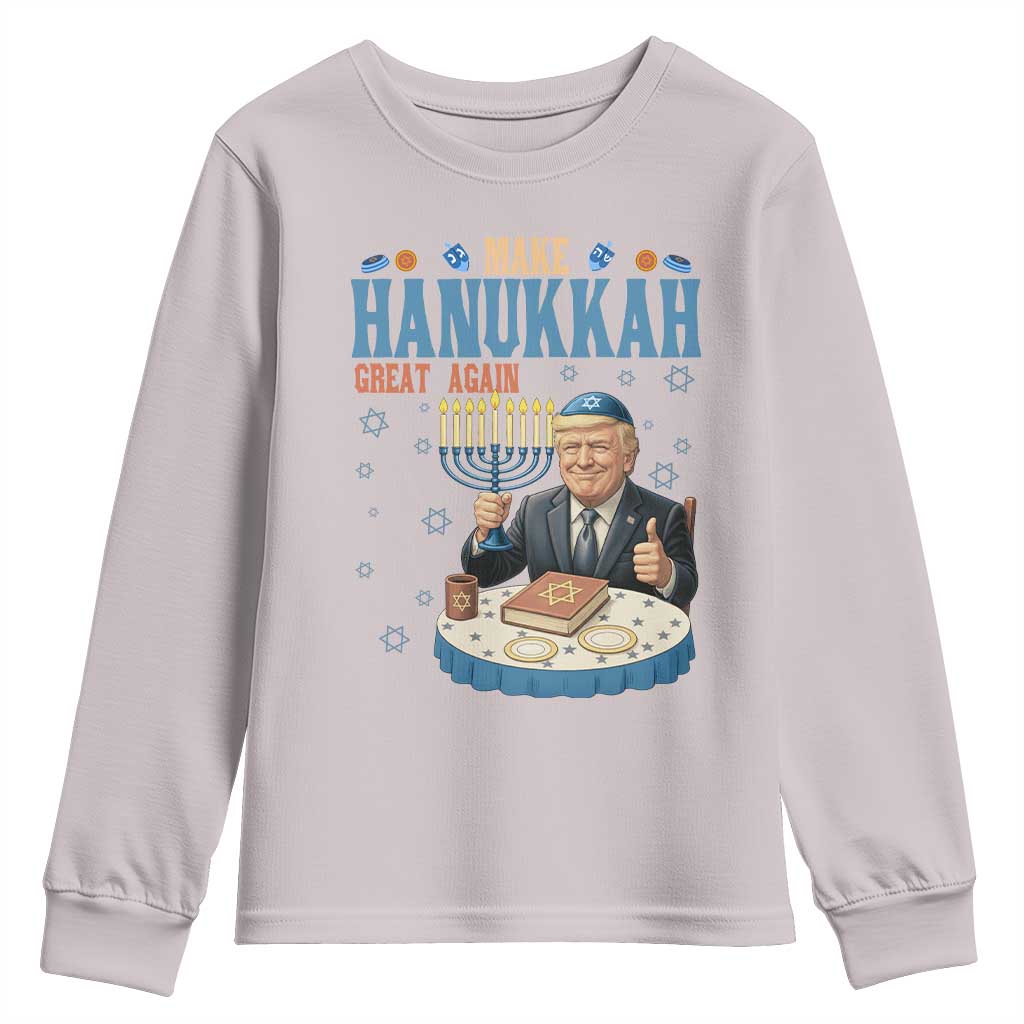 Funny Jewish Holiday Youth Sweatshirt Make Hanukkah Great Again Ugly Gift TS12 Ice Gray Print Your Wear