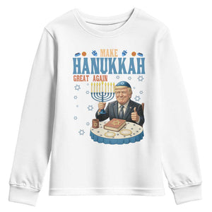 Funny Jewish Holiday Youth Sweatshirt Make Hanukkah Great Again Ugly Gift TS12 White Print Your Wear