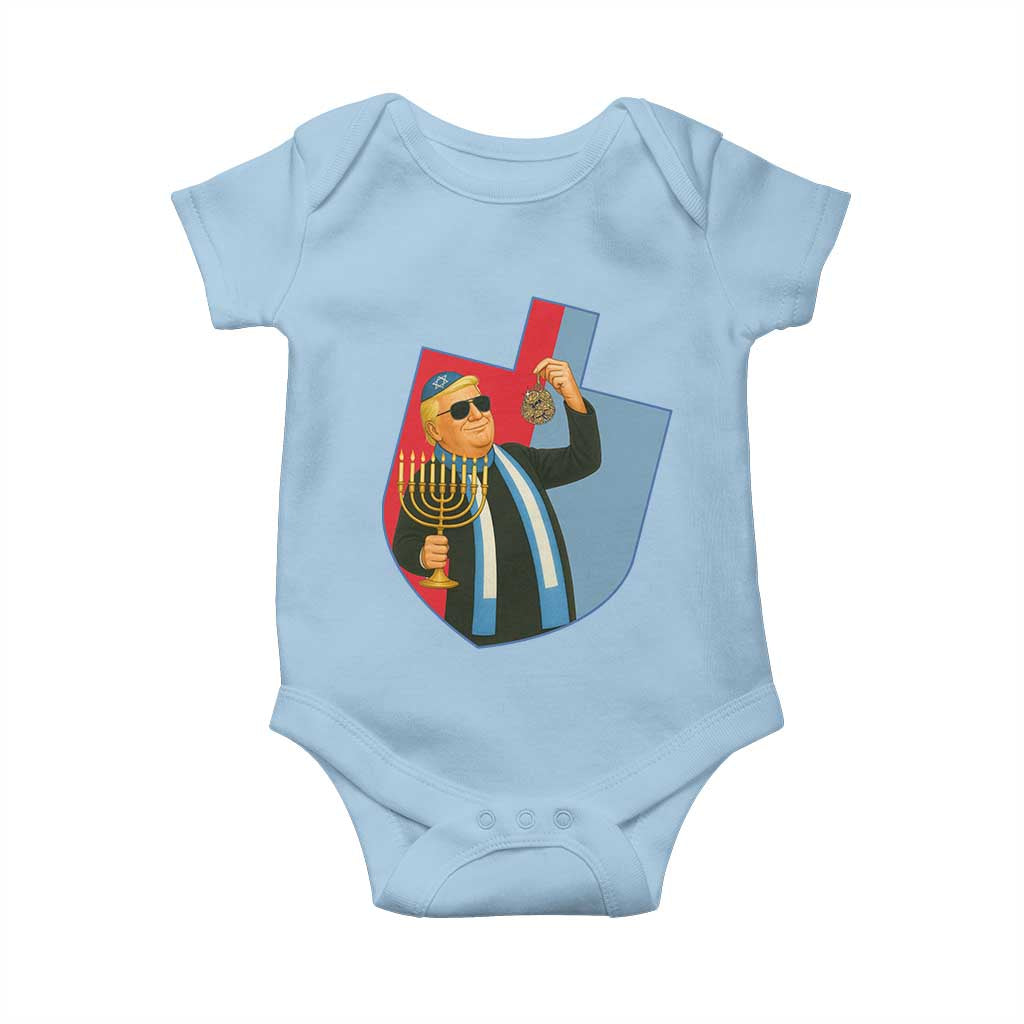 Funny Hanukkah Trump Baby Onesie Festival Of Lights Gift TS12 Light Blue Print Your Wear