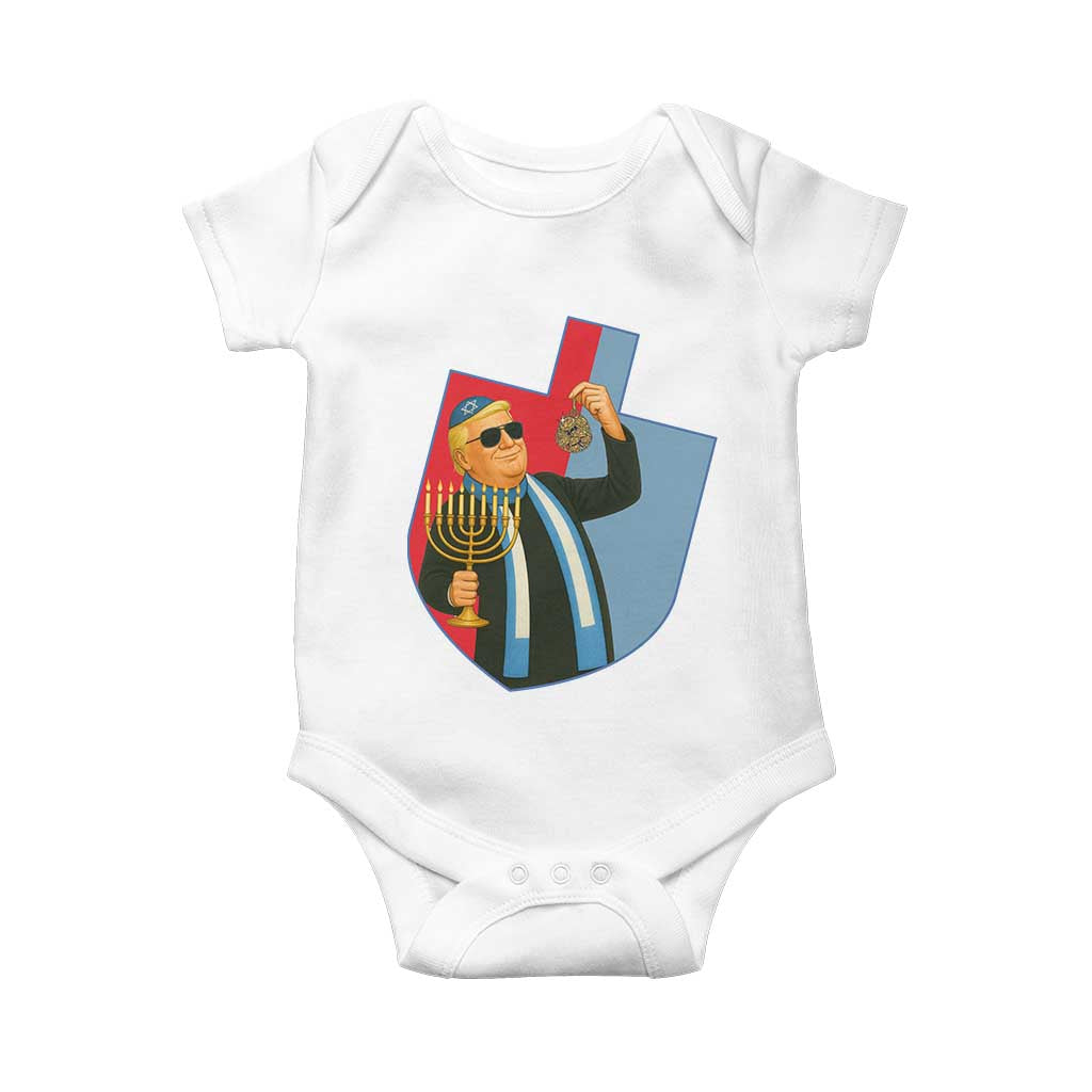 Funny Hanukkah Trump Baby Onesie Festival Of Lights Gift TS12 White Print Your Wear