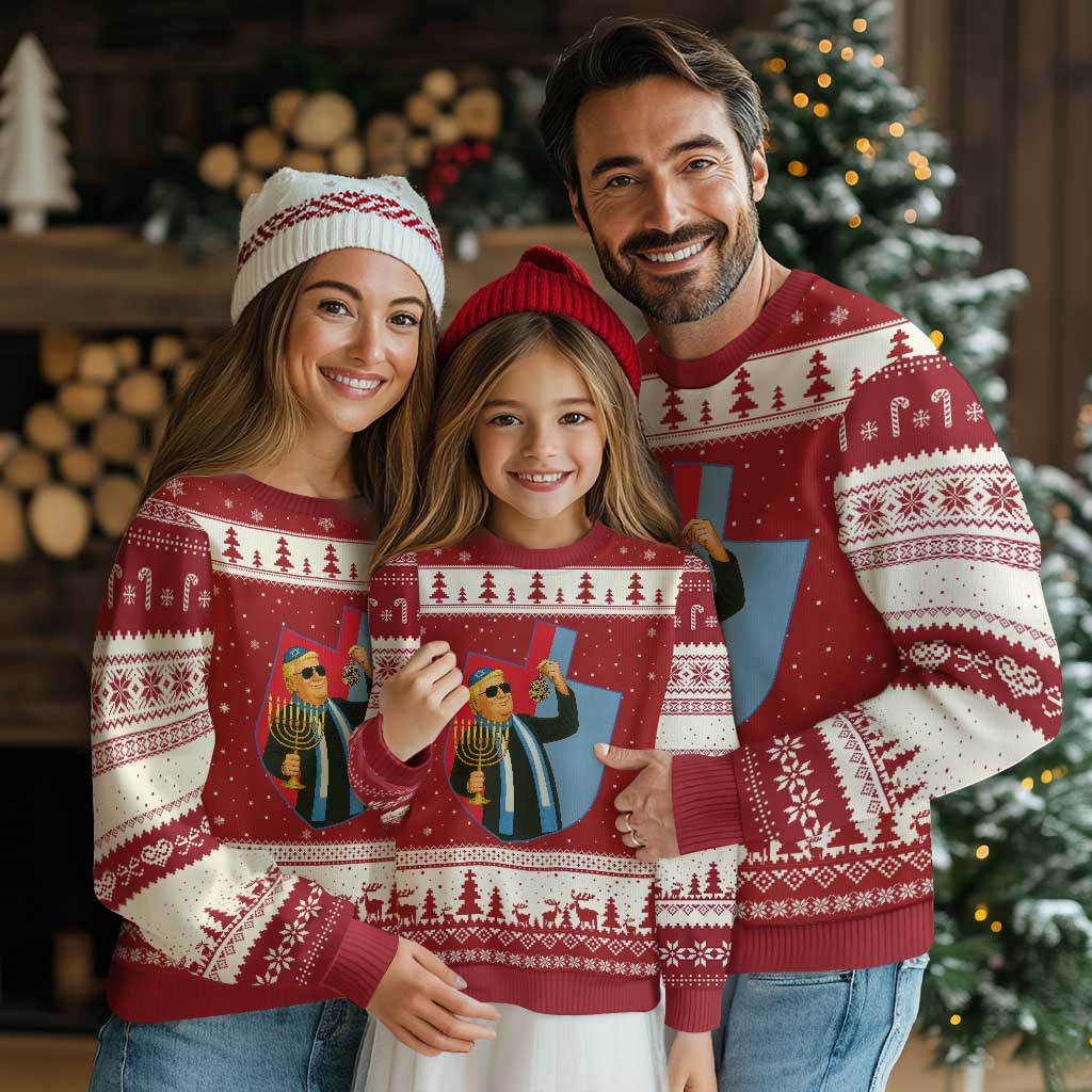 Funny Hanukkah Trump Ugly Christmas Sweater Festival Of Lights Gift TS12 Red Beige Print Your Wear