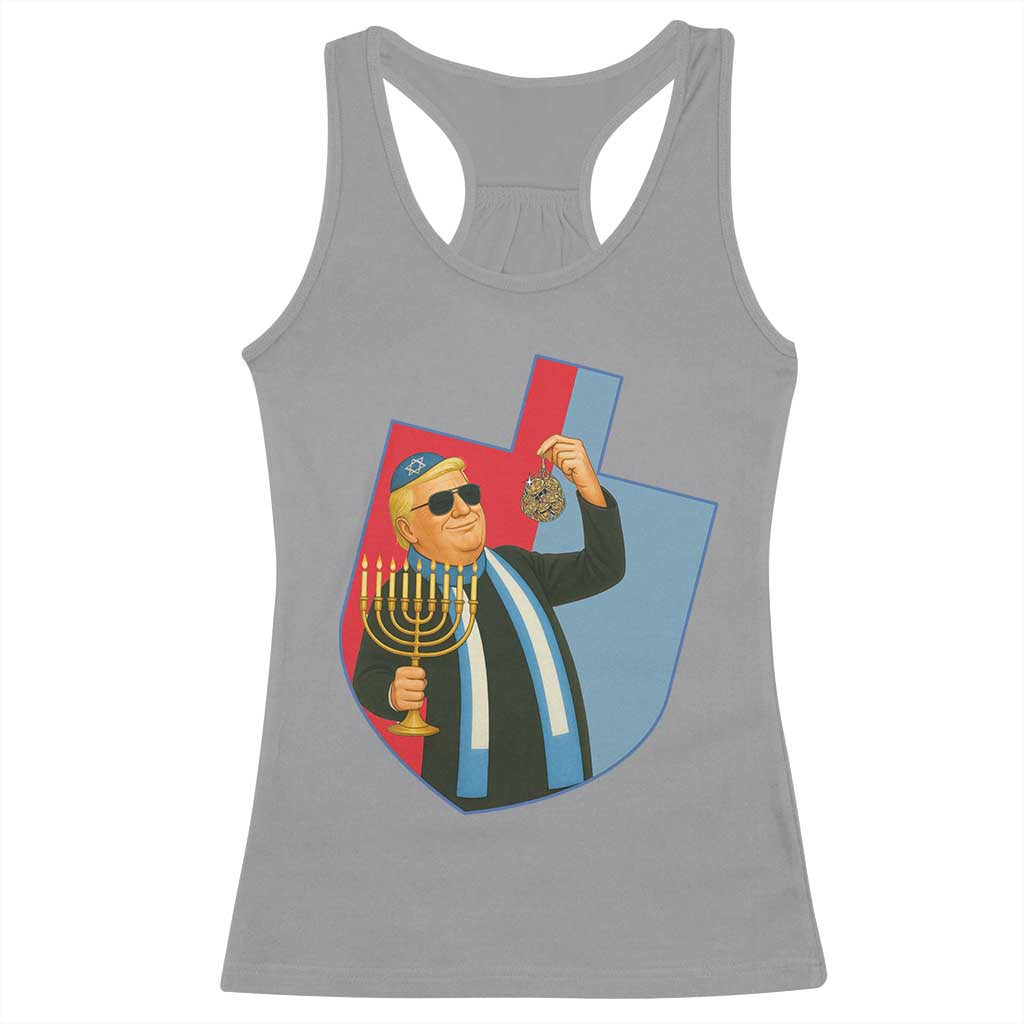 Funny Hanukkah Trump Racerback Tank Top Festival Of Lights Gift TS12 Sport Gray Print Your Wear