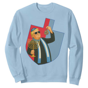 Funny Hanukkah Trump Sweatshirt Festival Of Lights Gift TS12 Light Blue Print Your Wear
