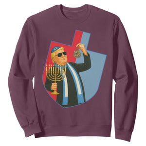 Funny Hanukkah Trump Sweatshirt Festival Of Lights Gift TS12 Maroon Print Your Wear