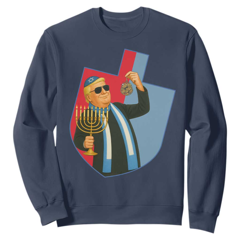 Funny Hanukkah Trump Sweatshirt Festival Of Lights Gift TS12 Navy Print Your Wear