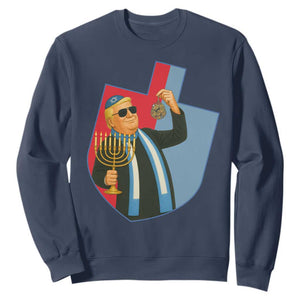 Funny Hanukkah Trump Sweatshirt Festival Of Lights Gift TS12 Navy Print Your Wear