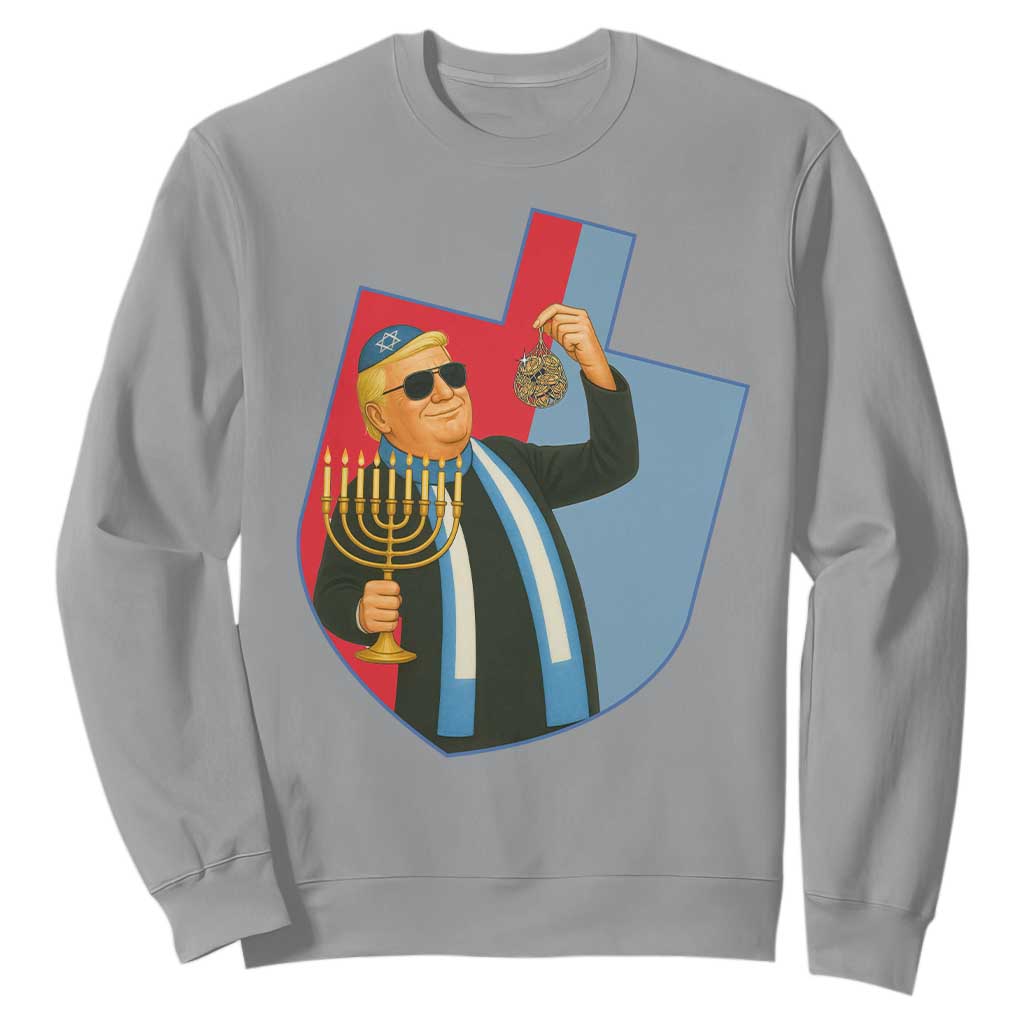 Funny Hanukkah Trump Sweatshirt Festival Of Lights Gift TS12 Sport Gray Print Your Wear