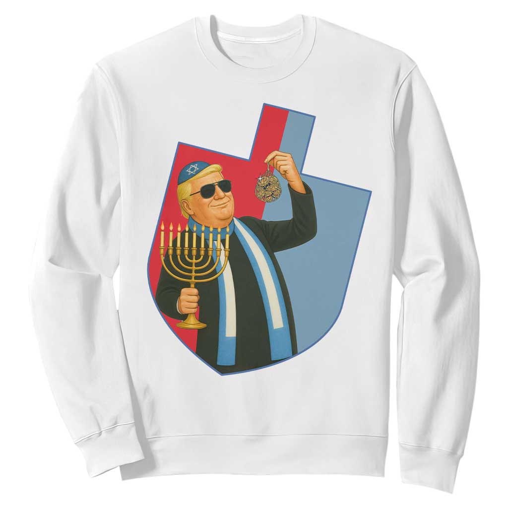Funny Hanukkah Trump Sweatshirt Festival Of Lights Gift TS12 White Print Your Wear