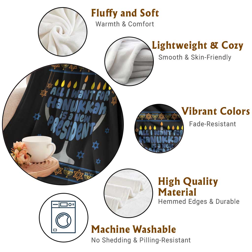 Funny Political Ugly Throw Blanket All I Want For Hanukkah Is A New President TS12 Print Your Wear