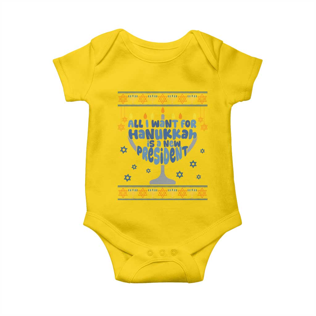 Funny Political Ugly Baby Onesie All I Want For Hanukkah Is A New President TS12 Daisy Print Your Wear