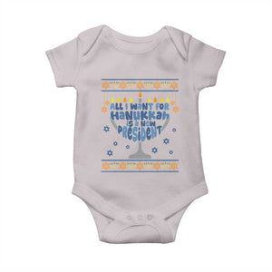 Funny Political Ugly Baby Onesie All I Want For Hanukkah Is A New President TS12 Ice Gray Print Your Wear