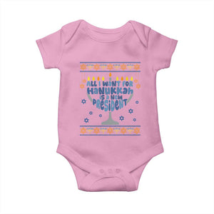 Funny Political Ugly Baby Onesie All I Want For Hanukkah Is A New President TS12 Light Pink Print Your Wear