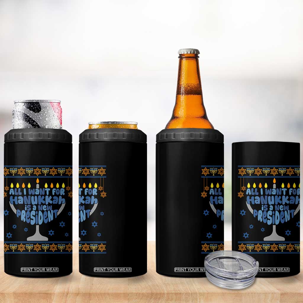 Funny Political Ugly 4 in 1 Can Cooler Tumbler All I Want For Hanukkah Is A New President TS12 Print Your Wear