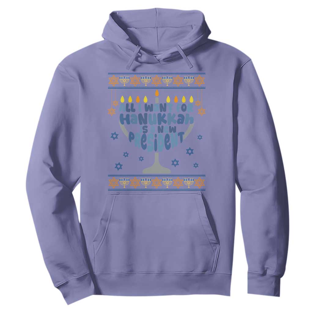 Funny Political Ugly Hoodie All I Want For Hanukkah Is A New President TS12 Violet Print Your Wear